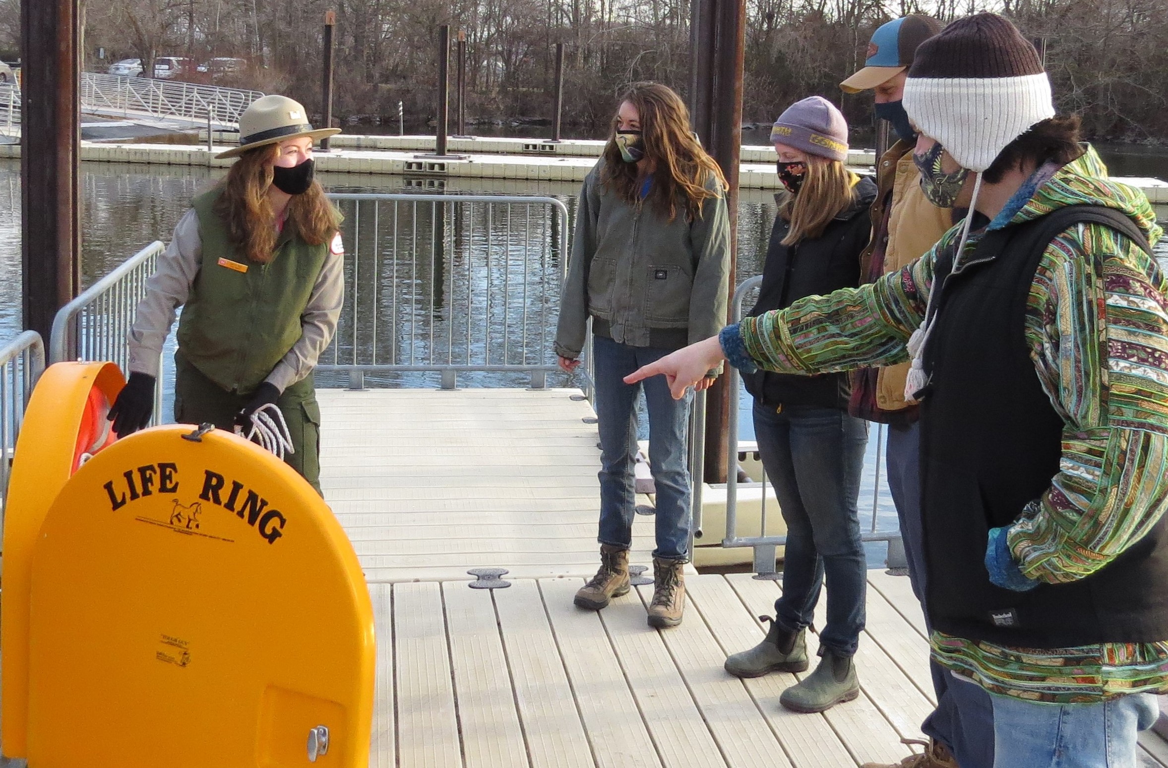 USACE Ranger with mask providing life jackets USACE Ranger with mask providing life jackets